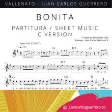 Load image into Gallery viewer, Bonita - Partitura/Sheet Music
